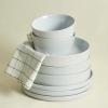 imageStone Lain Celina Stoneware 32Piece Dinnerware Set Cereal and Dinner Bowls GreyWhite