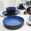 imageStone Lain Celina Stoneware Bowl Set 4Piece Pasta Bowls Bowls for Kitchen BlackBlue and Black