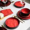imageStone Lain Celina Stoneware Bowl Set 4Piece Pasta Bowls Bowls for Kitchen BlackRed and Black