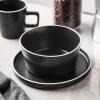 imageStone Lain Coupe Dinnerware Set Service For 4 Black MatteBlack Matte  White Rim