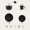 imageStone Lain Coupe Dinnerware Set Service For 4 Black MatteBlack Matte  White Rim
