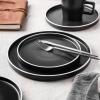 imageStone Lain Coupe Dinnerware Set Service For 4 Black MatteBlack Matte  White Rim