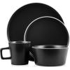 imageStone Lain Coupe Dinnerware Set Service For 4 Black MatteBlack Matte  White Rim