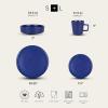 imageStone Lain Coupe Dinnerware Set Service For 4 Black MatteBlue