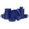 imageStone Lain Coupe Dinnerware Set Service For 4 Black MatteBlue