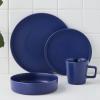 imageStone Lain Coupe Dinnerware Set Service For 4 Black MatteBlue