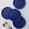 imageStone Lain Coupe Dinnerware Set Service For 4 Black MatteBlue