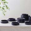 imageStone Lain Coupe Dinnerware Set Service For 4 Black MatteDark Blue
