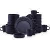 imageStone Lain Coupe Dinnerware Set Service For 4 Black MatteDark Blue