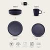 imageStone Lain Coupe Dinnerware Set Service For 4 Black MatteDark Blue