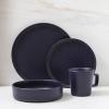 imageStone Lain Coupe Dinnerware Set Service For 4 Black MatteDark Blue