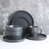 imageStone Lain Coupe Dinnerware Set Service For 4 Black MatteGray Matte
