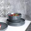 imageStone Lain Coupe Dinnerware Set Service For 4 Black MatteGray Matte