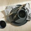 imageStone Lain Coupe Dinnerware Set Service For 4 Black MatteGray Matte