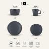 imageStone Lain Coupe Dinnerware Set Service For 4 Black MatteGray Matte