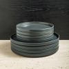 imageStone Lain Coupe Dinnerware Set Service For 4 Black MatteGray Matte