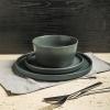 imageStone Lain Coupe Dinnerware Set Service For 4 Black MatteGray Matte