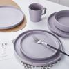 imageStone Lain Coupe Dinnerware Set Service For 4 Black MatteLight Gray