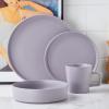 imageStone Lain Coupe Dinnerware Set Service For 4 Black MatteLight Gray