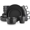 imageStone Lain Coupe Dinnerware Set Service For 4 Black MatteMatte Black