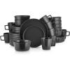 imageStone Lain Coupe Dinnerware Set Service For 4 Black MatteMatte Black