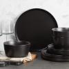 imageStone Lain Coupe Dinnerware Set Service For 4 Black MatteMatte Black