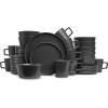 imageStone Lain Coupe Dinnerware Set Service For 4 Black MatteMatte Black