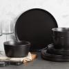 imageStone Lain Coupe Dinnerware Set Service For 4 Black MatteMatte Black