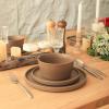 imageStone Lain Coupe Dinnerware Set Service For 4 Black MatteMatte Brown