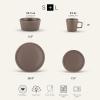 imageStone Lain Coupe Dinnerware Set Service For 4 Black MatteMatte Brown