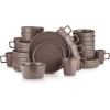 imageStone Lain Coupe Dinnerware Set Service For 4 Black MatteMatte Brown