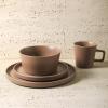 imageStone Lain Coupe Dinnerware Set Service For 4 Black MatteMatte Brown