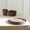 imageStone Lain Coupe Dinnerware Set Service For 4 Black MatteMatte Brown