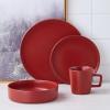 imageStone Lain Coupe Dinnerware Set Service For 4 Black MatteRed
