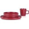 imageStone Lain Coupe Dinnerware Set Service For 4 Black MatteRed