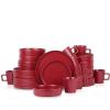 imageStone Lain Coupe Dinnerware Set Service For 4 Black MatteRed