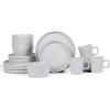imageStone Lain Coupe Dinnerware Set Service For 4 Black MatteWhite Glossy