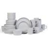imageStone Lain Coupe Dinnerware Set Service For 4 Black MatteWhite Glossy