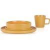 imageStone Lain Coupe Dinnerware Set Service For 4 Black MatteYellow