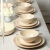 imageStone Lain Lauren Modern Stoneware 32piece Round Dinnerware Set Plates and Bowls Set Dish set for 8 Off WhiteBeige