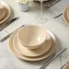 imageStone Lain Lauren Modern Stoneware 32piece Round Dinnerware Set Plates and Bowls Set Dish set for 8 Off WhiteBeige