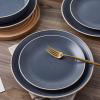 imageStone Lain Lauren Modern Stoneware 32piece Round Dinnerware Set Plates and Bowls Set Dish set for 8 Off WhiteCharcoal