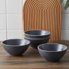imageStone Lain Lauren Modern Stoneware 32piece Round Dinnerware Set Plates and Bowls Set Dish set for 8 Off WhiteCharcoal