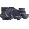 imageStone Lain Lauren Modern Stoneware 32piece Round Dinnerware Set Plates and Bowls Set Dish set for 8 Off WhiteCharcoal