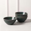 imageStone Lain Lauren Modern Stoneware 32piece Round Dinnerware Set Plates and Bowls Set Dish set for 8 Off WhiteDark Green