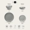 imageStone Lain Lauren Modern Stoneware 32piece Round Dinnerware Set Plates and Bowls Set Dish set for 8 Off WhiteGreen
