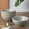 imageStone Lain Lauren Modern Stoneware 32piece Round Dinnerware Set Plates and Bowls Set Dish set for 8 Off WhiteGreen