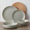 imageStone Lain Lauren Modern Stoneware 32piece Round Dinnerware Set Plates and Bowls Set Dish set for 8 Off WhiteGreen