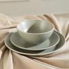 imageStone Lain Lauren Modern Stoneware 32piece Round Dinnerware Set Plates and Bowls Set Dish set for 8 Off WhiteGreen