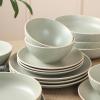 imageStone Lain Lauren Modern Stoneware 32piece Round Dinnerware Set Plates and Bowls Set Dish set for 8 Off WhiteGreen